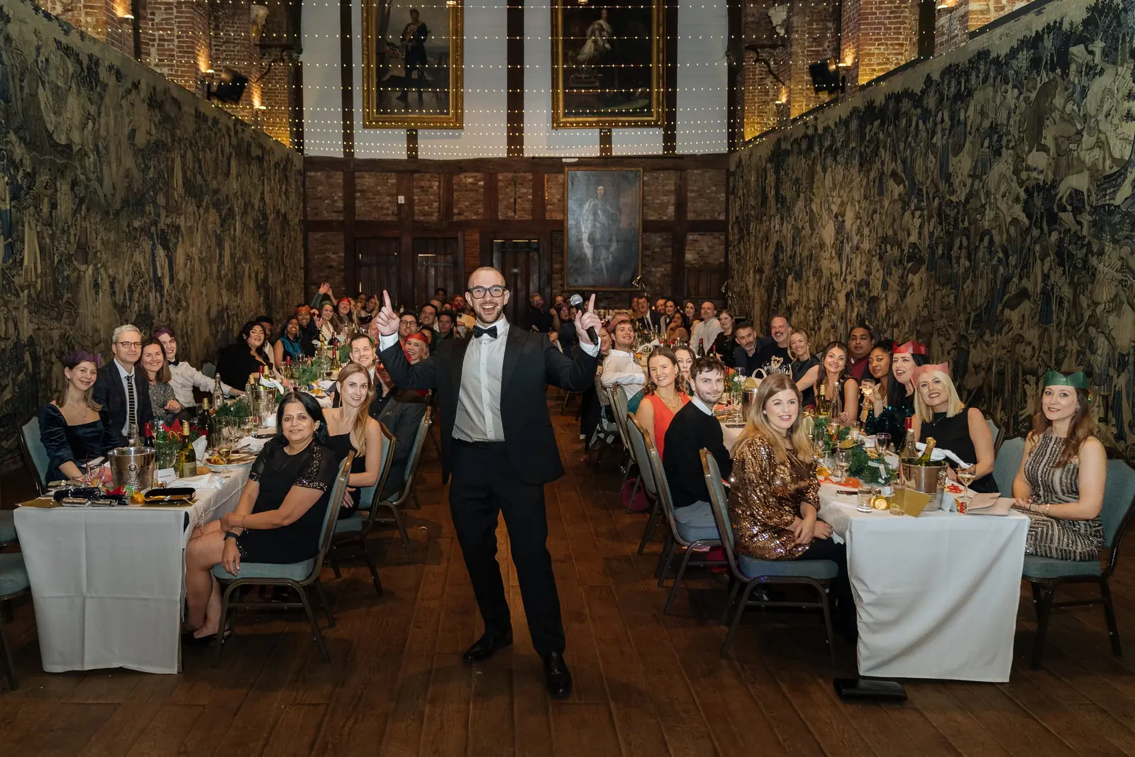 Daniel Bower performing for Lotus at their Christmas party at Hatfield House, Hertfordshire