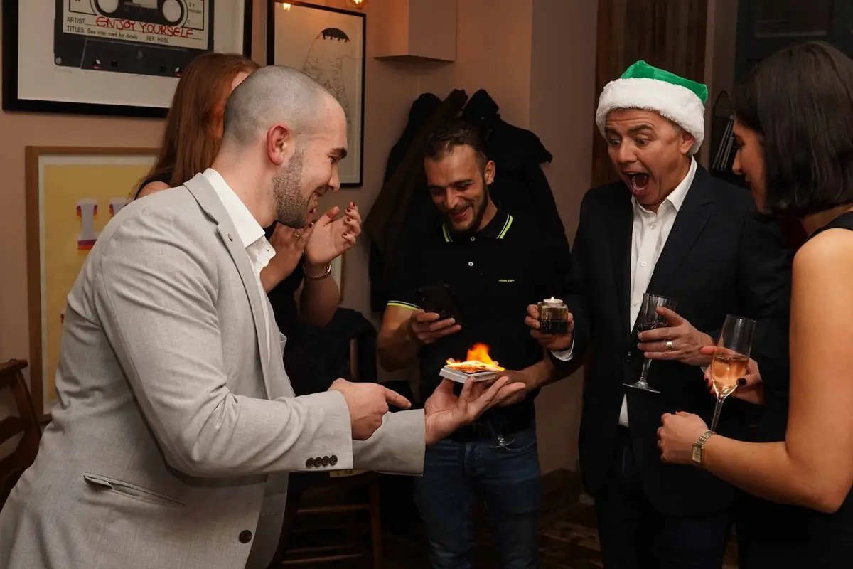 The magician transforms magic into a firestorm of amazement.